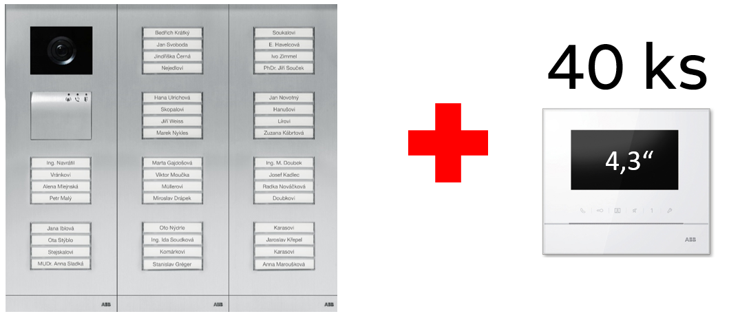 Případová studie č. 1: 40 ks videotelefonů 4,3" a jedno venkovní tlačítkové tablo s kamerou v ABB-Welcome Midi