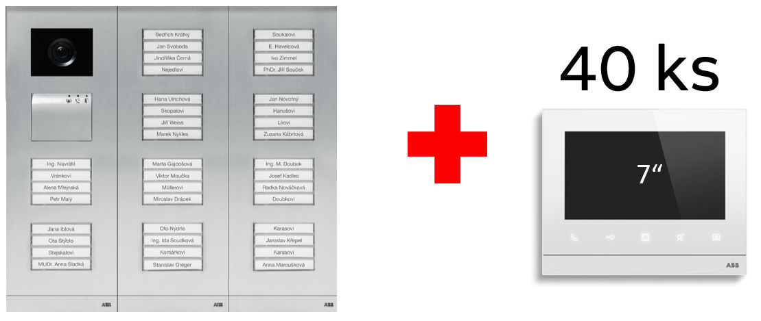 Případová studie č. 2: 40 ks videotelefonů 7" a jedno venkovní tlačítkové tablo s kamerou v ABB-Welcome Midi