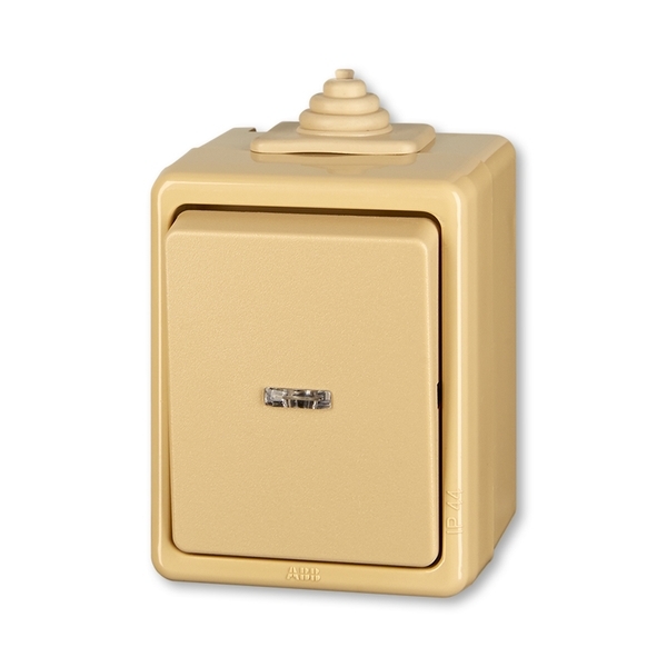 Přepínač křížový IP 44, s čirým průzorem, Praktik, béžová