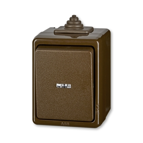 Ovládač zapínací IP 44, s čirým průzorem, Praktik, hnědá