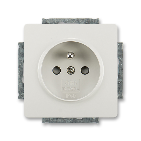 Zásuvka jednonásobná s ochranným kolíkem, s clonkami, Swing®, Swing®L, světle šedá