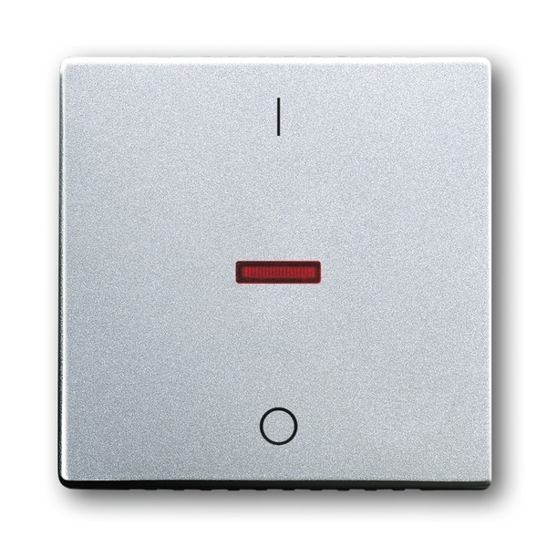 Kryt spínače kolébkového s červeným průzorem, s potiskem, Future® linear, hliníková stříbrná