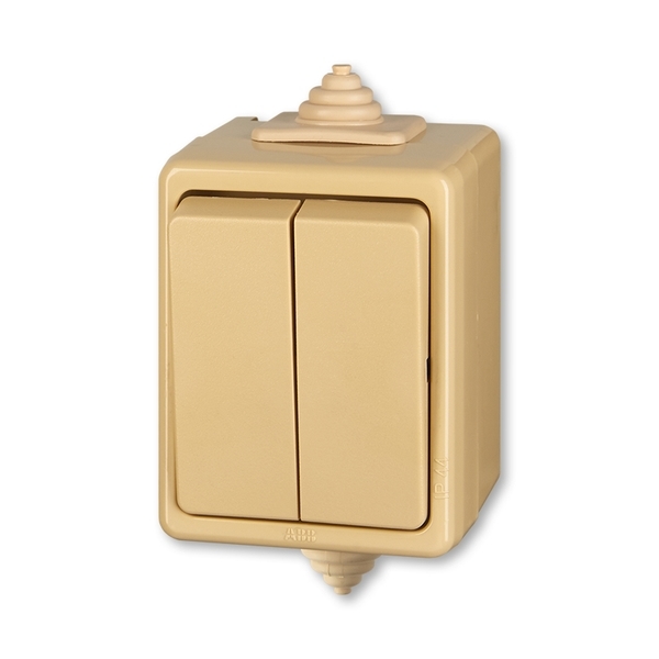 Přepínač střídavý dvojitý IP 44, Praktik, béžová