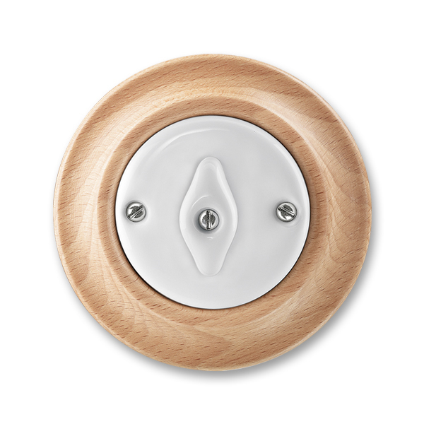 Přepínač křížový, otočný, Decento®, bílá / přírodní buk