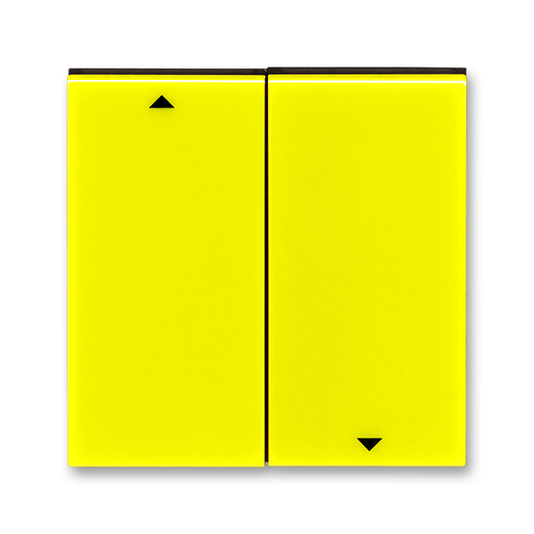 Kryt spínače žaluziového kolébkového dělený, s potiskem, Levit®, žlutá / kouřová černá