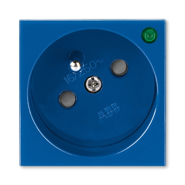 Zásuvka 45x45 s ochranným kolíkem, s clonkami, se signalizací provozního stavu, Profil 45, modrá (RAL 5005)