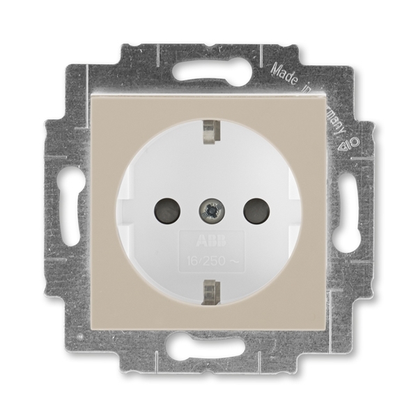 Zásuvka jednonásobná s bočními kontakty, s clonkami, Levit®, macchiato / bílá