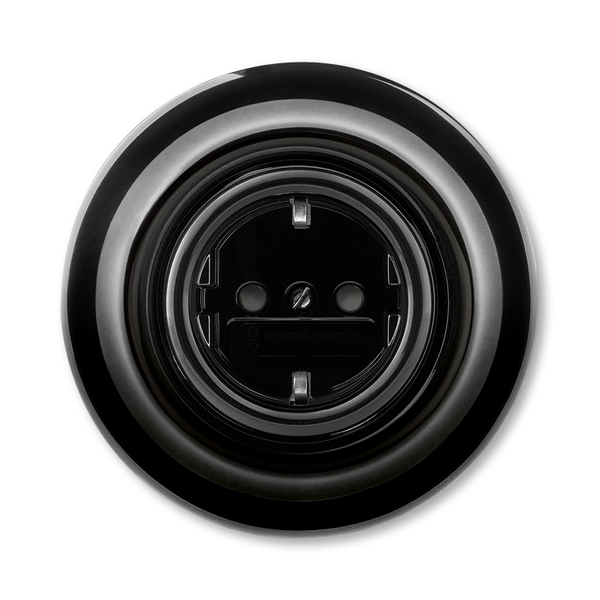 Zásuvka jednonásobná s bočními kontakty, s clonkami, Decento®, černá