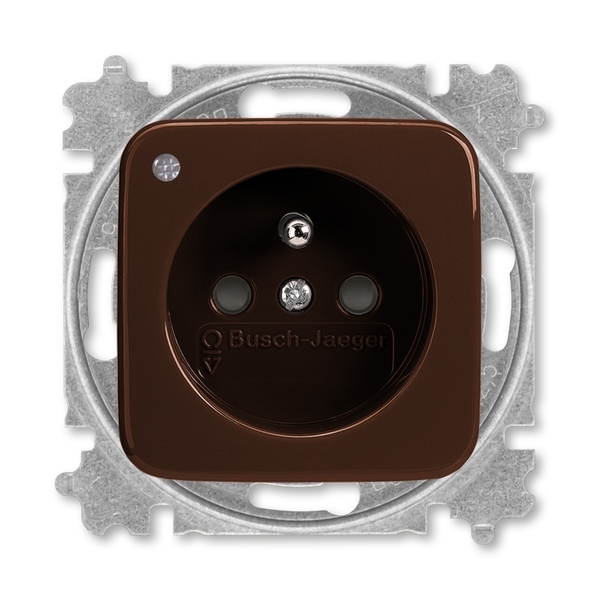 Zásuvka jednonásobná s ochranným kolíkem, s clonkami, se signalizací provozního stavu, Reflex SI, hnědá