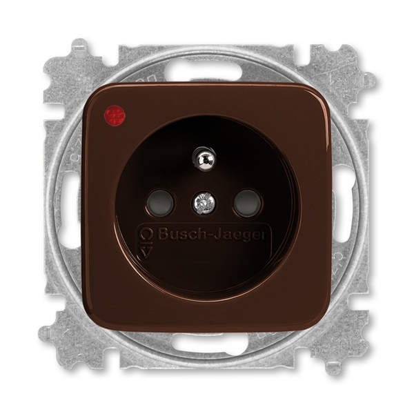 Zásuvka jednonásobná s ochranným kolíkem, s clonkami, s ochranou před přepětím, Reflex SI, hnědá
