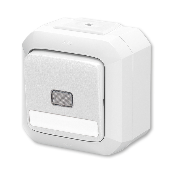 Přepínač střídavý IP 54, s čirým průzorem a popisovým polem, bílá, bezšroubové svorky