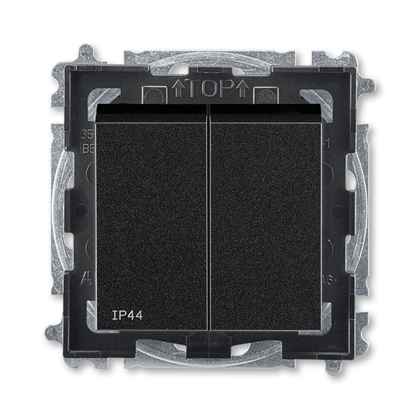 Přepínač sériový IP 44, zapuštěný, onyx / kouřová černá