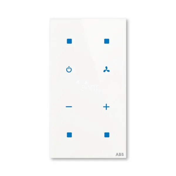 Prvek ovl&aacute;dac&iacute; dotykov&yacute; 4n&aacute;sobn&yacute; kombinovan&yacute; s termostatem, 86x157 mm, ABB tacteo&reg;, zapu&scaron;těn&yacute;