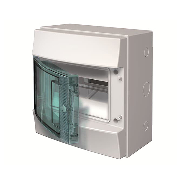 H65P08X120750 rozvodnice nástěnná pro venkovní použití, průhledná dvířka, 8 modulů