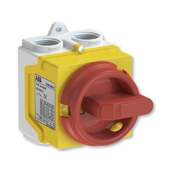Odpínač ONE20 v krytu IP 67, 3pólový, žlutá / červená