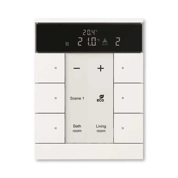 Ovládač 6násobný s termostatem, ABB-Tenton®, zapuštěný, 6násobný / mechová bílá (podobné RAL 9016)
