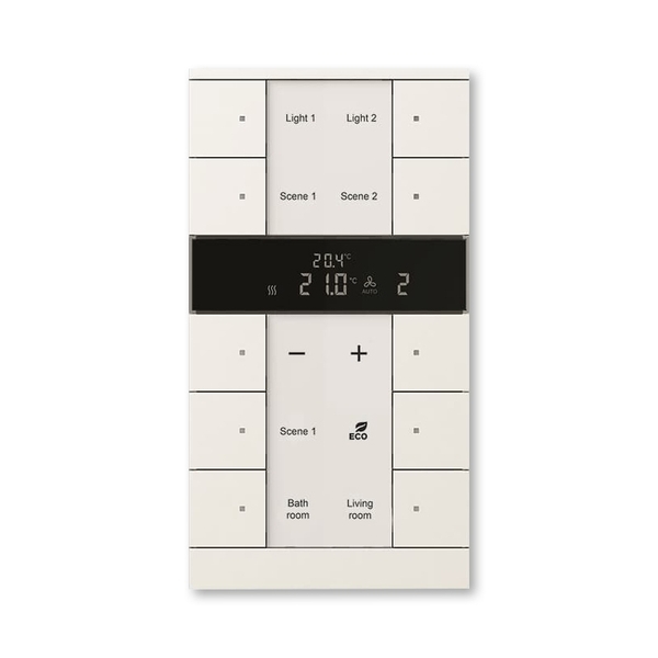 Ovládač 10násobný s termostatem, ABB-Tenton®, zapuštěný, 10násobný / studio bílá (podobné RAL 9016)
