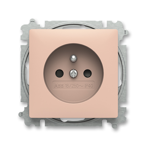 Zásuvka jednonásobná s ochranným kolíkem, s clonkami, pudrová