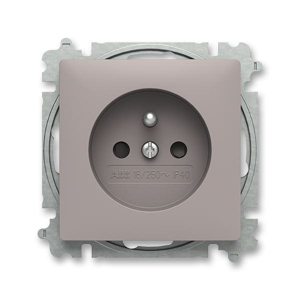Zásuvka jednonásobná s ochranným kolíkem, s clonkami, greige