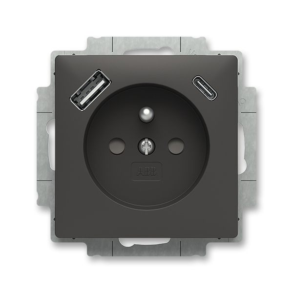 Zásuvka s USB nabíjením (USB-A + USB-C), matná černá