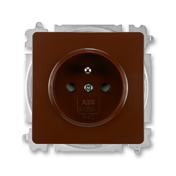 Zásuvka jednonásobná s ochranným kolíkem, s integrovanými clonkami, Swing®, Swing®L, hnědá