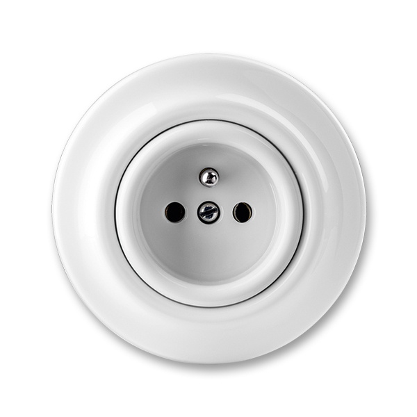 Zásuvka jednonásobná s ochranným kolíkem (typ 6619), Decento®, bílá