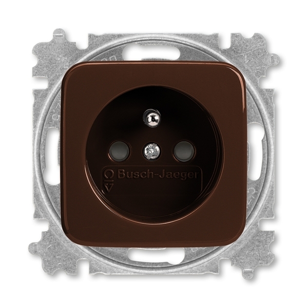 Zásuvka jednonásobná s ochranným kolíkem, s clonkami, Reflex SI, hnědá
