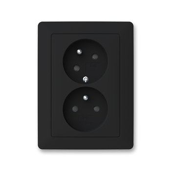 Zásuvka dvojnásobná bezšroubová, s clonkami, s natočenou dutinou, matná černá