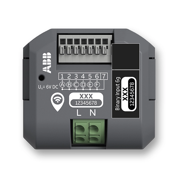 Modul bin&aacute;rn&iacute;ch vstupů, ABB-free@home WL, 6n&aacute;sobn&yacute;, zapu&scaron;těn&yacute;
