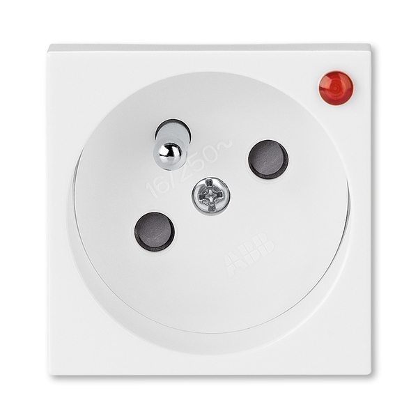 Zásuvka 45x45 s ochranným kolíkem, s clonkami, s ochranou před přepětím, s optickou signalizací poruchy, Profil 45, bílá (RAL 9010)
